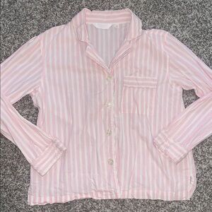 Victoria's Secret Pink and White Stripe Pajama button down Top size xsmall